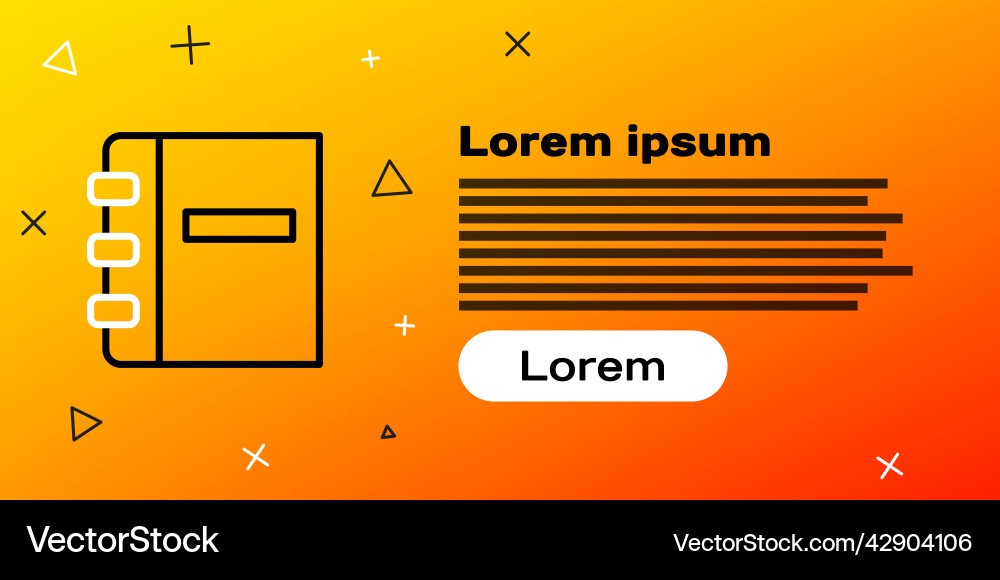 Line notebook icon isolated on yellow background Line notebook icon isolated on yellow background vector image