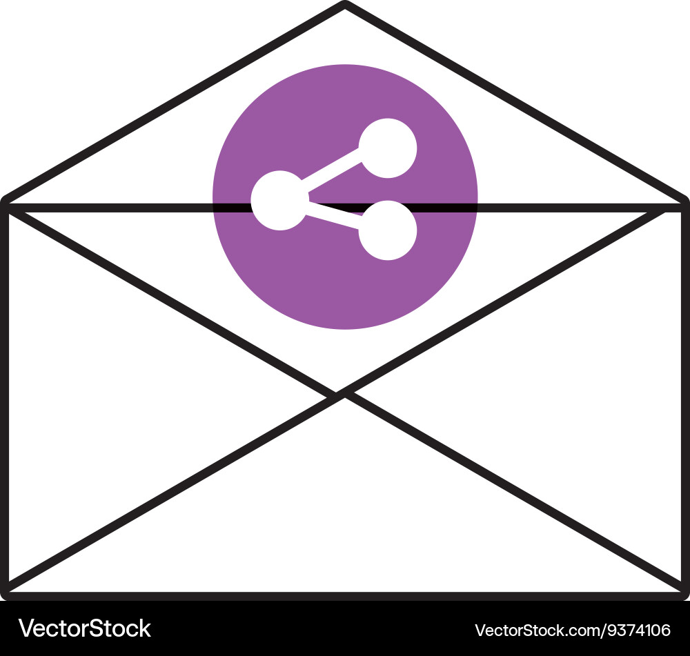 Mail envelope with media icon and colorful circle vector image
