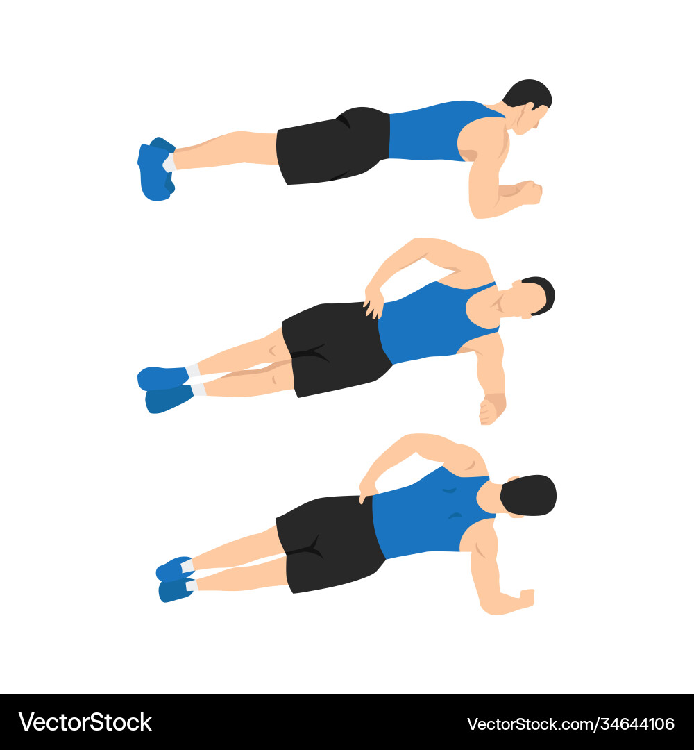 Man Performing Plank Roll Exercise Vector Image