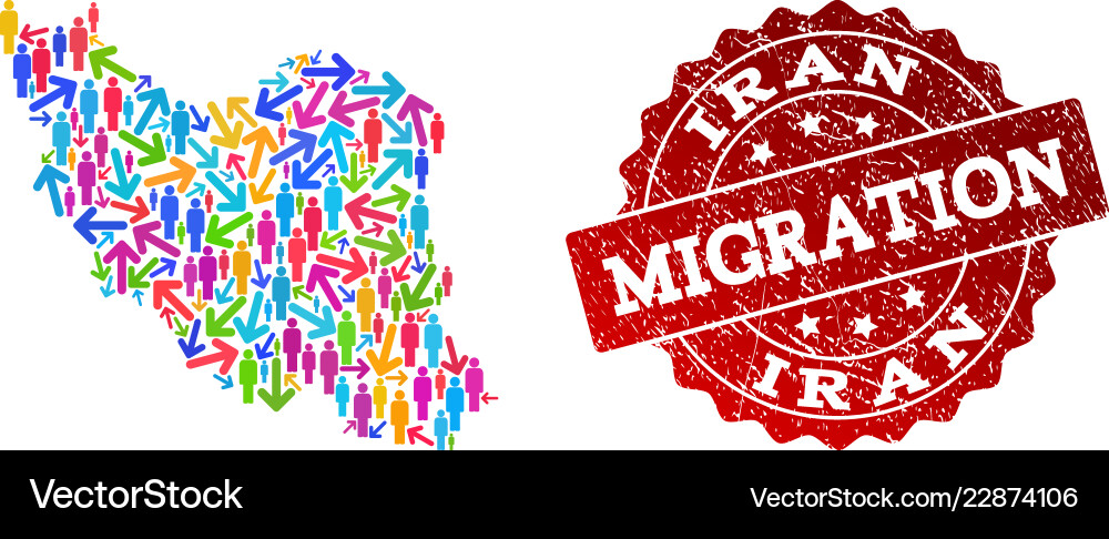 Migration composition of mosaic map iran Migration composition of mosaic map iran vector image