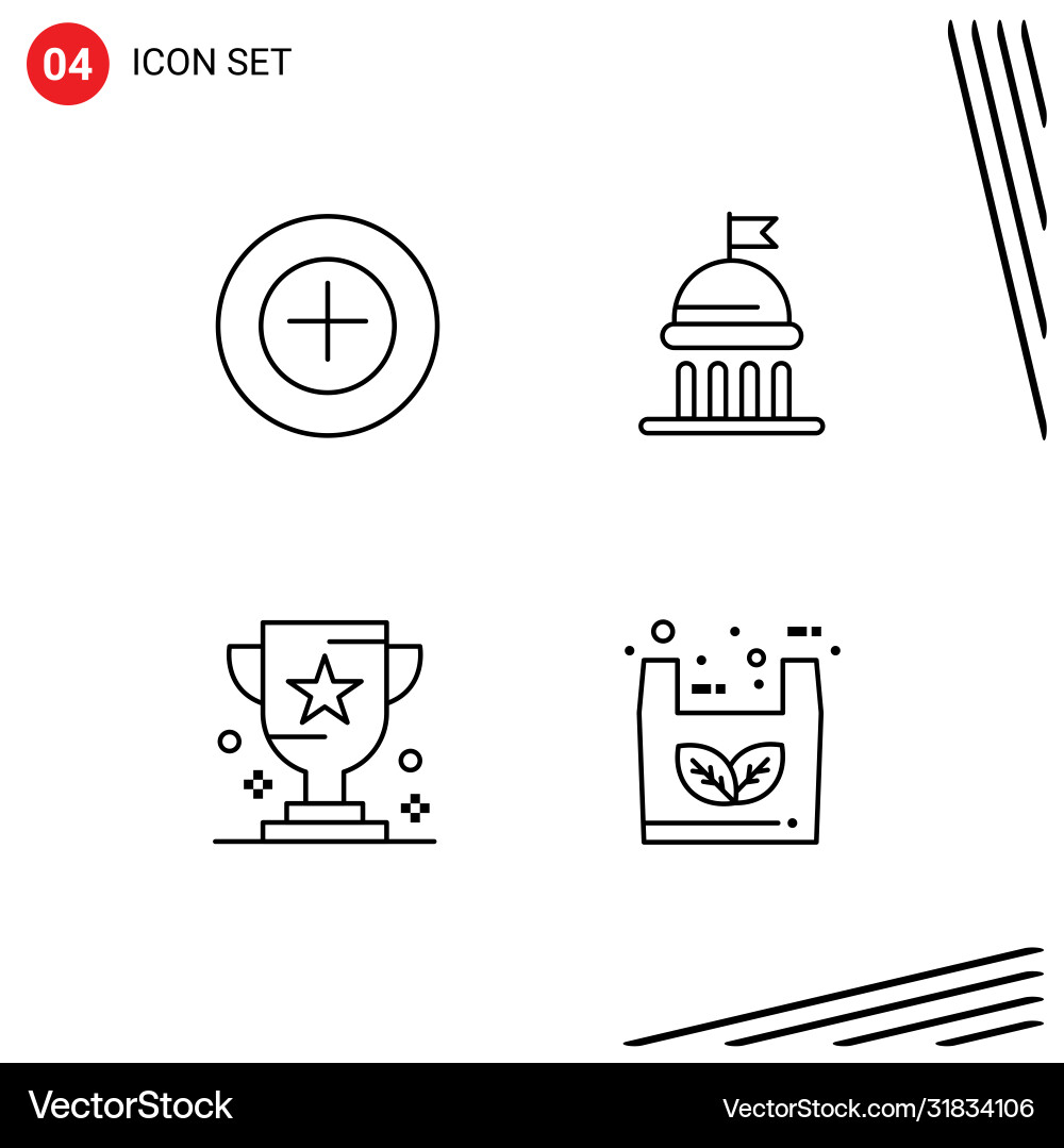Mobile interface line set 4 pictograms add Vector Image