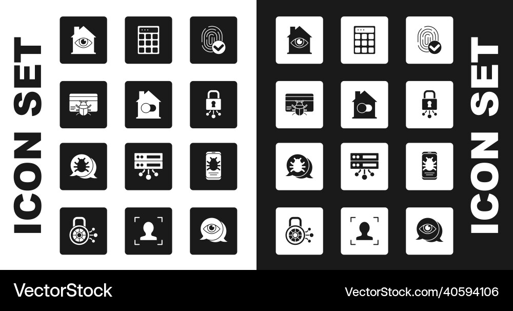 Set fingerprint smart home system bug credit Set fingerprint smart home system bug credit vector image