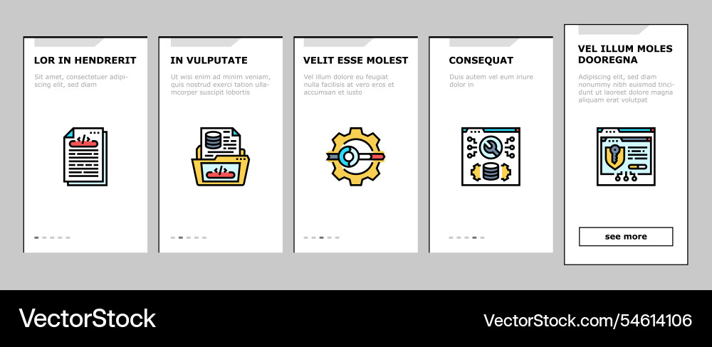 Software engineer computer code onboarding icons Software engineer computer code onboarding icons vector image