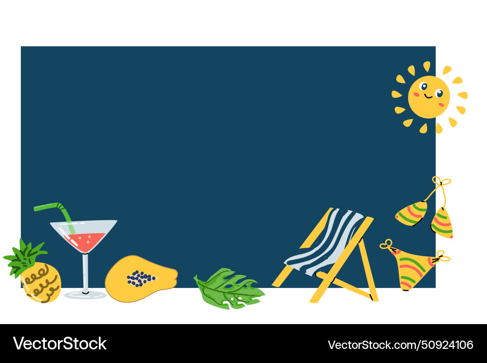 Summer hand drawn background with beach elements Vector Image