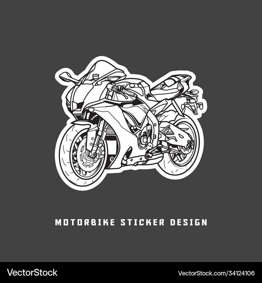 Super Motorrad Aufkleber Design schwarz und weiß Super Motorrad Aufkleber Design schwarz und weiß vektorbild