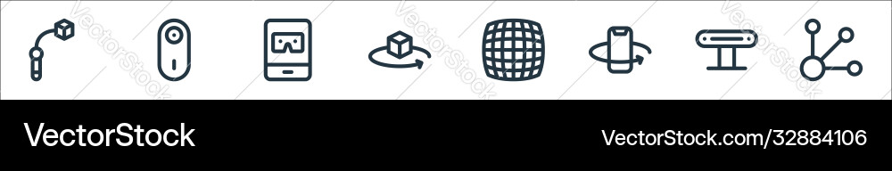 Virtual reality line icons linear set quality Virtual reality line icons linear set quality vector image