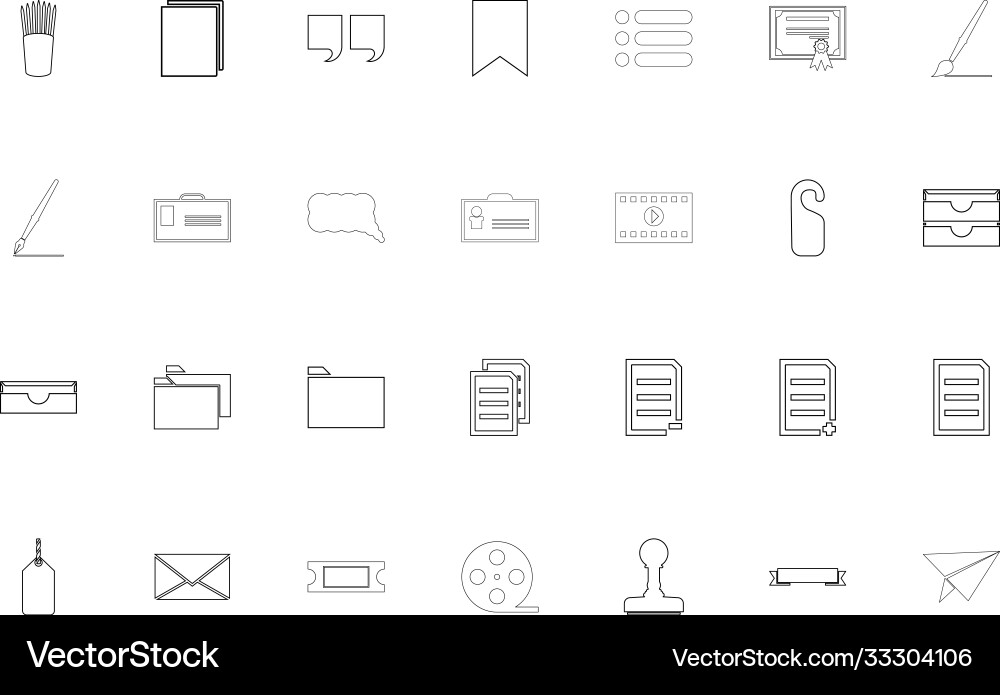 Web documents black color set outline style image Vector Image