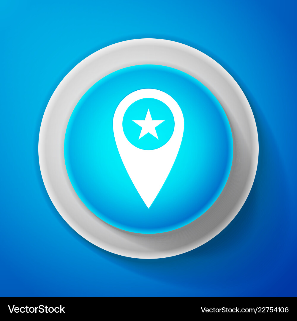 White Map Pointer with Star vector image