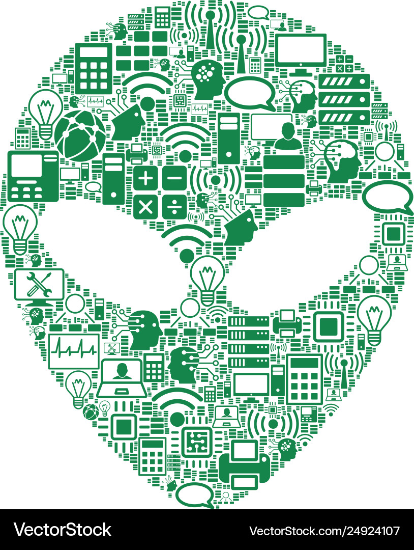 Alien face mosaic icon for bigdata and computing Alien face mosaic icon for bigdata and computing vector image