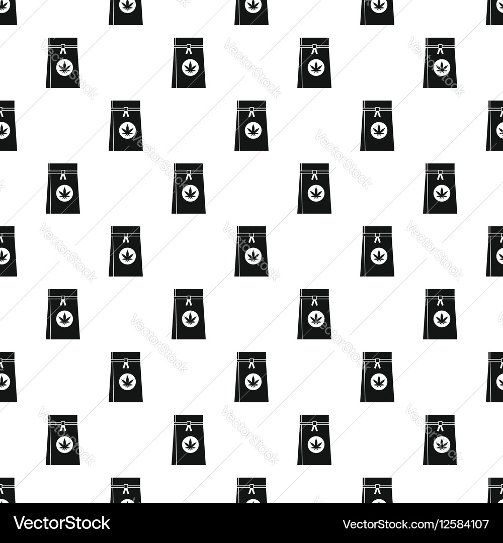 Bag with marijuana leaf pattern simple style Vector Image