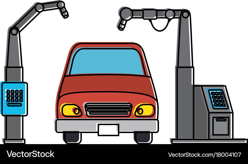 Car with assembling machine Vector Image
