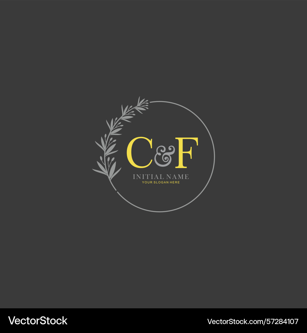 Cf initial logo templates with botanical elements Cf initial logo templates with botanical elements vector image
