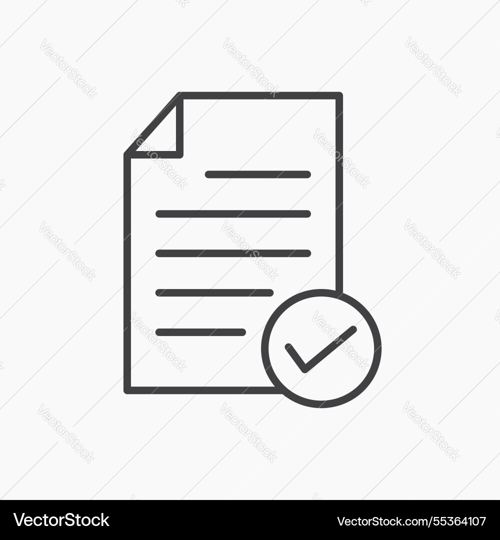 Document accept icon isolated in black line Document accept icon isolated in black line vector image
