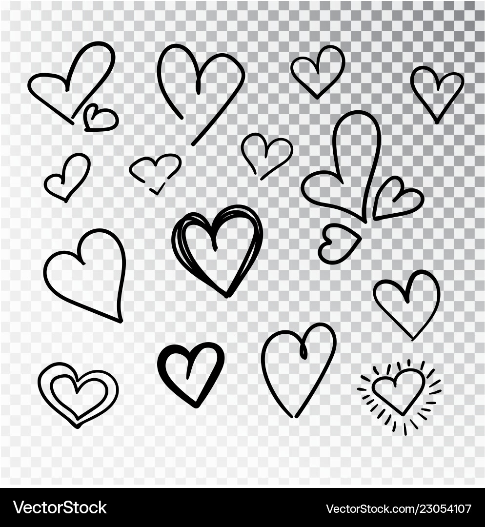 Hearts hand drawn set isolated design elements Hearts hand drawn set isolated design elements vector image