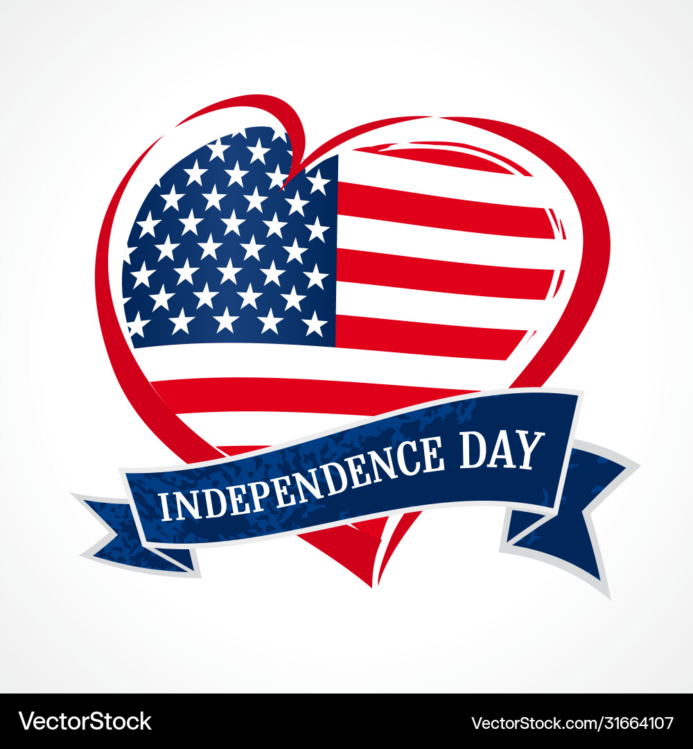 Independence Day Heart Banner Vector Image