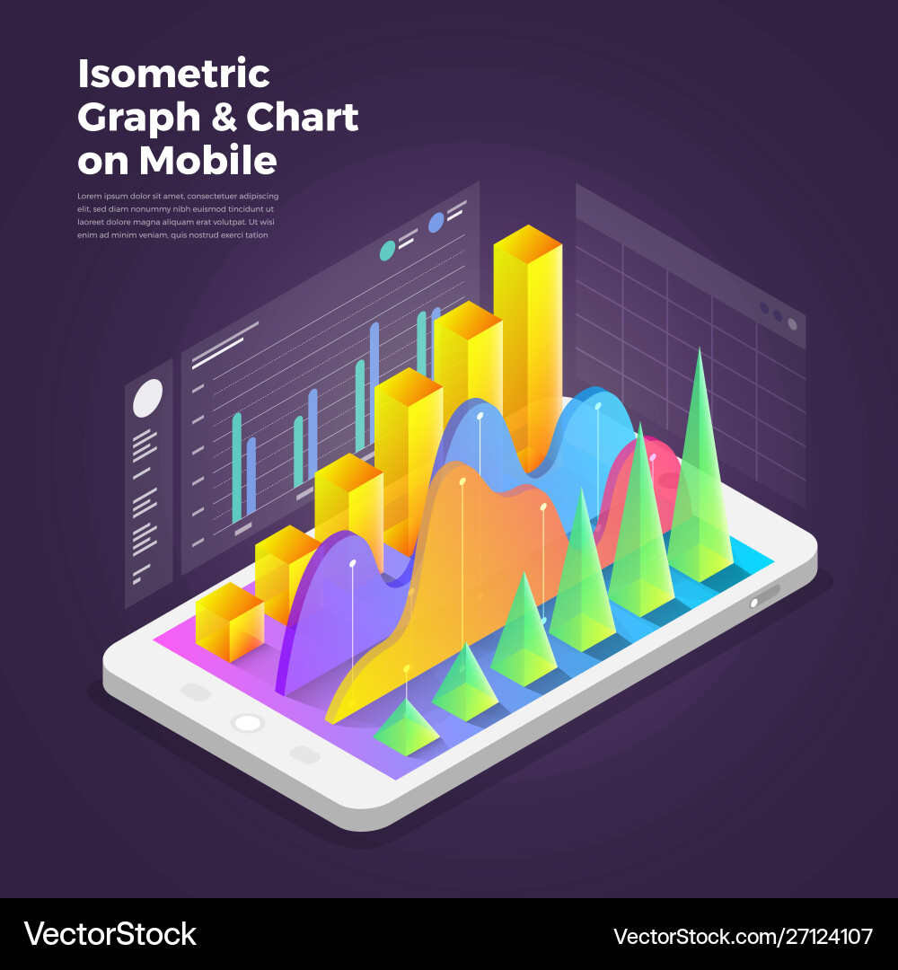 Isometric design concept mobile application Isometric design concept mobile application vector image