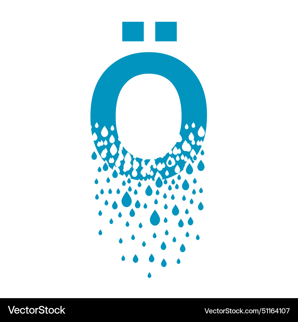 Letter o with umlaut dissolves into droplets Vector Image