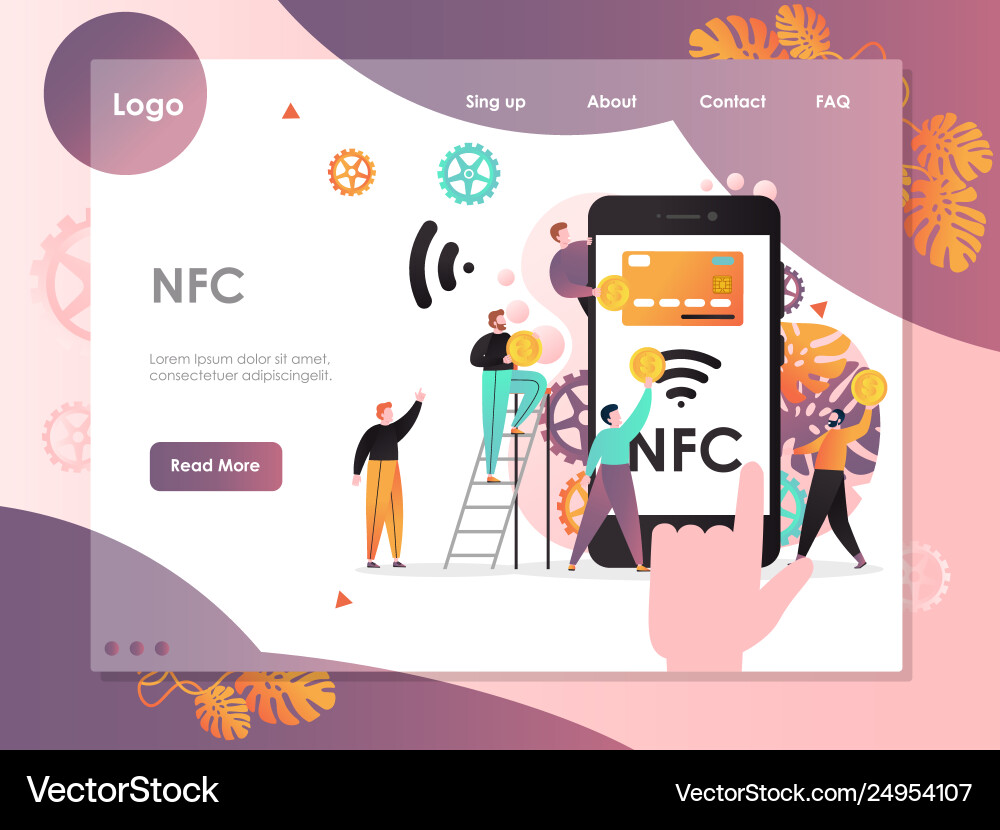 Nfc website landing page design template vector image