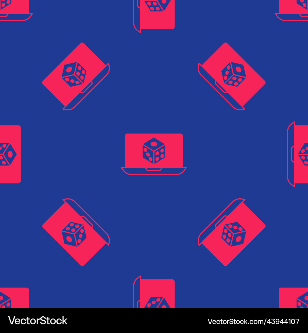 Red game dice icon isolated seamless pattern vector image