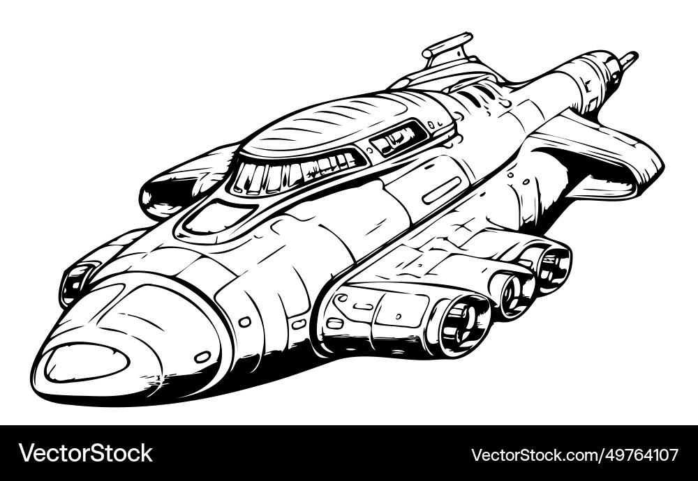Retro Spaceship Sketch vector image