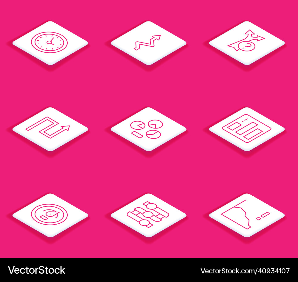 Set line clock arrow pie chart infographic Set line clock arrow pie chart infographic vector image