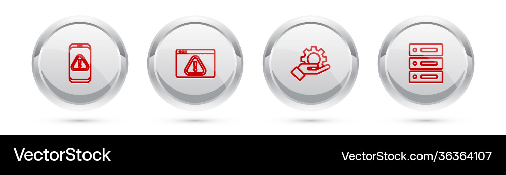 Set line mobile with exclamation mark browser Set line mobile with exclamation mark browser vector image