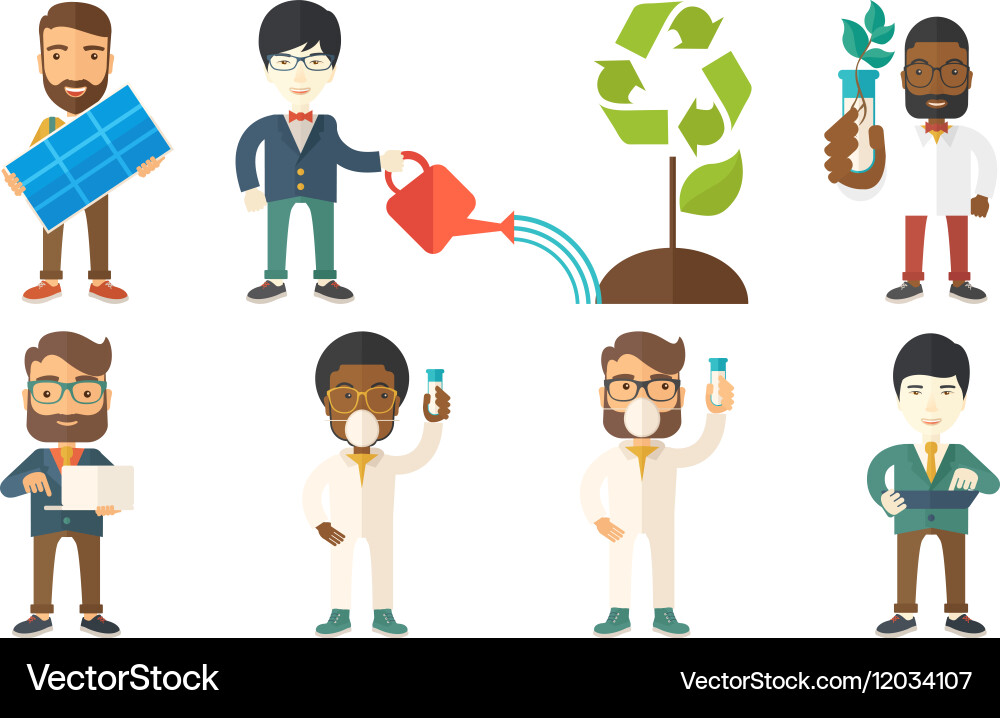 Set of characters on ecology issues Vector Image