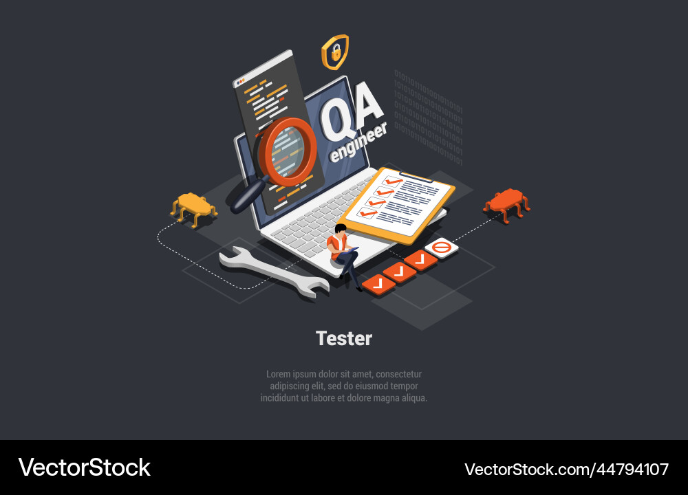 Software testing concept tester Software testing concept tester vector image