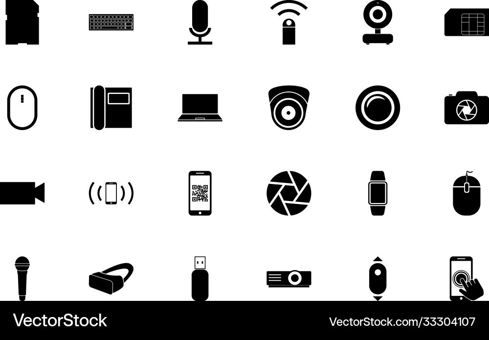 Use gadgets black color set solid style image Use gadgets black color set solid style image Vector Image