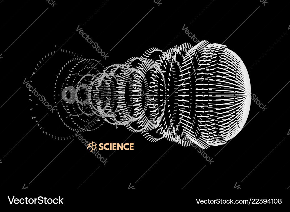 Array with dynamic particles 3d technology style Vector Image