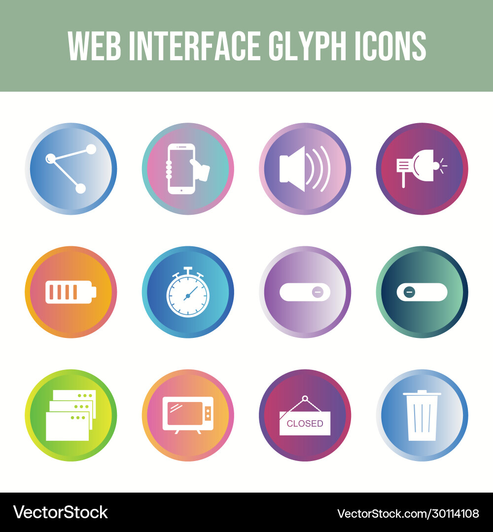 Beautiful web interface icon set vector image