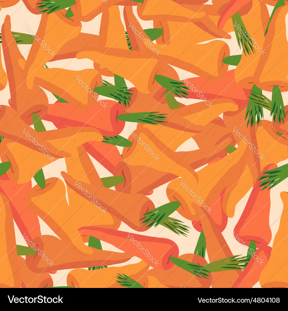 Carrot pattern seamless background with orange vector image