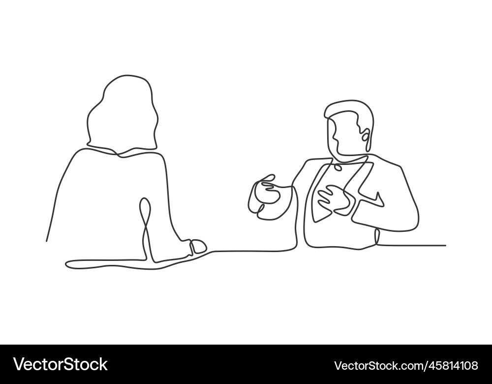 Continuous one line drawing of job interview Continuous one line drawing of job interview vector image