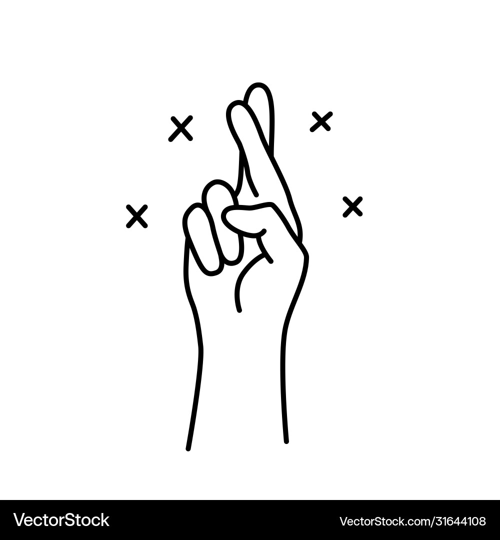 Fingers crossed korean lucky sign finger luck Fingers crossed korean lucky sign finger luck vector image