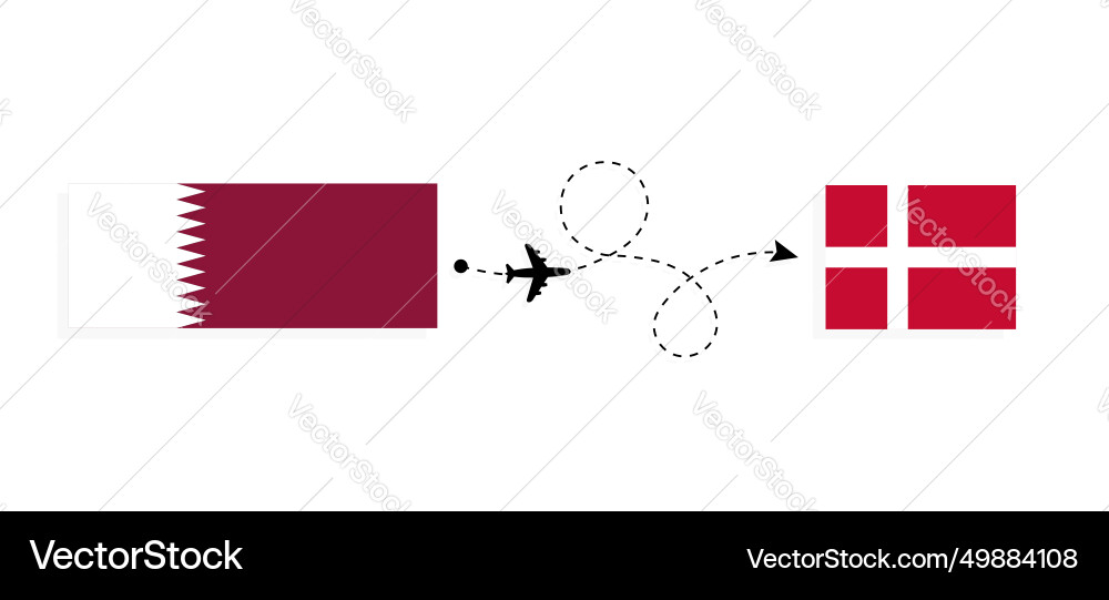 Flight and travel from qatar to denmark Flight and travel from qatar to denmark vector image