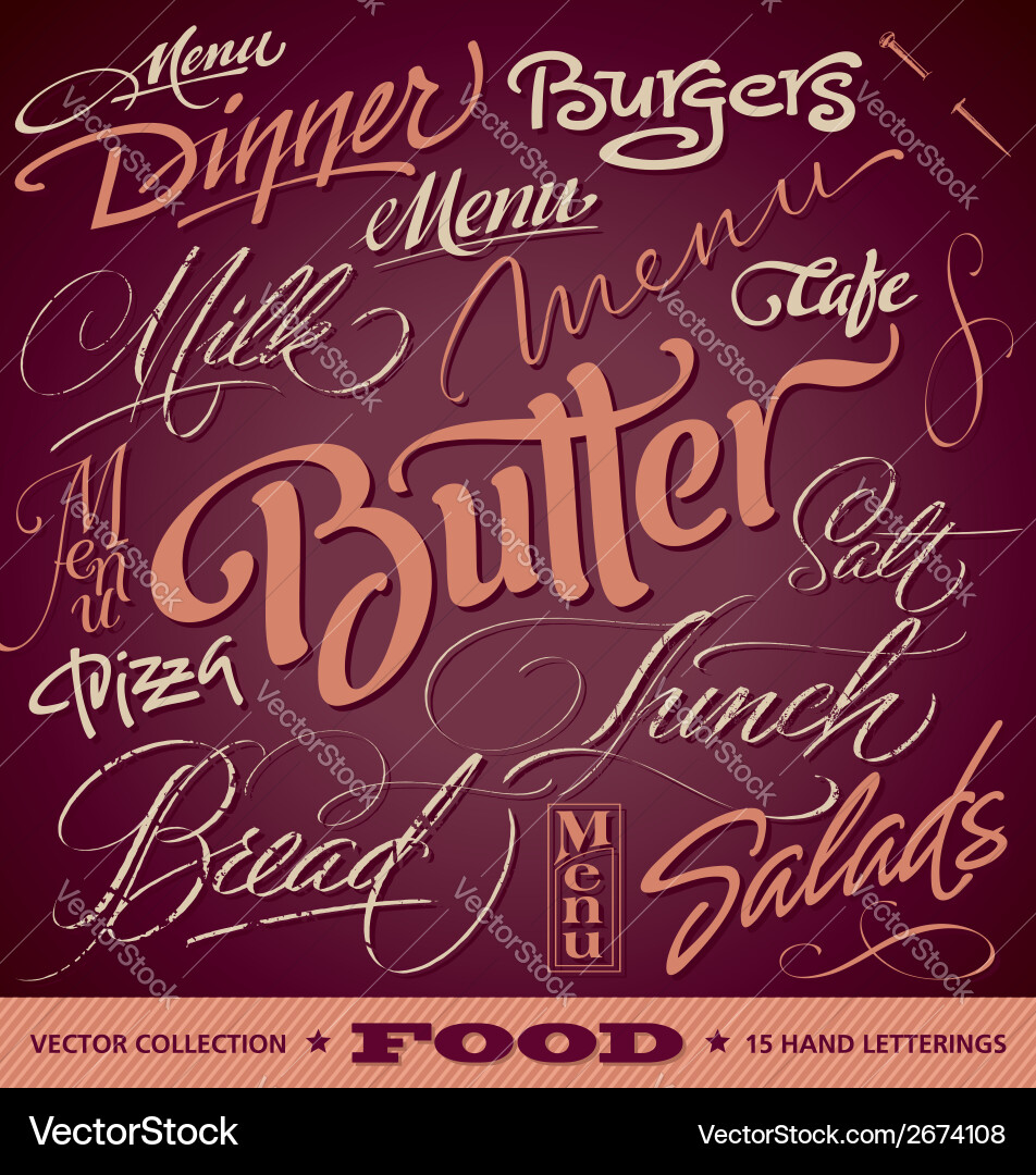 Handwritten Food Menu Set Royalty Free Vector Image