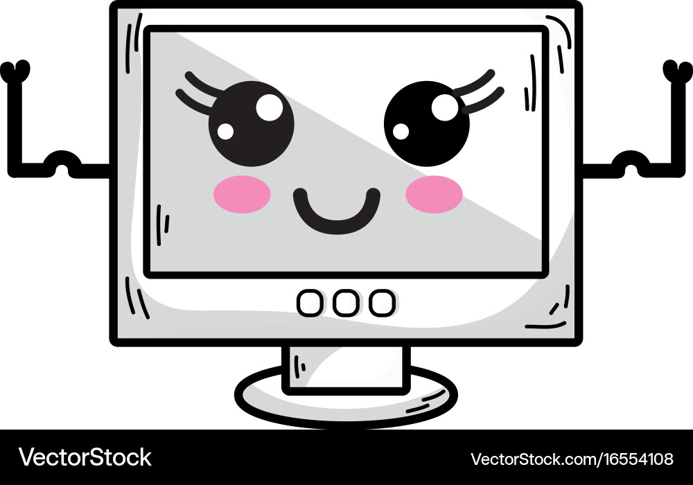 Kawaii Computer Character vector image
