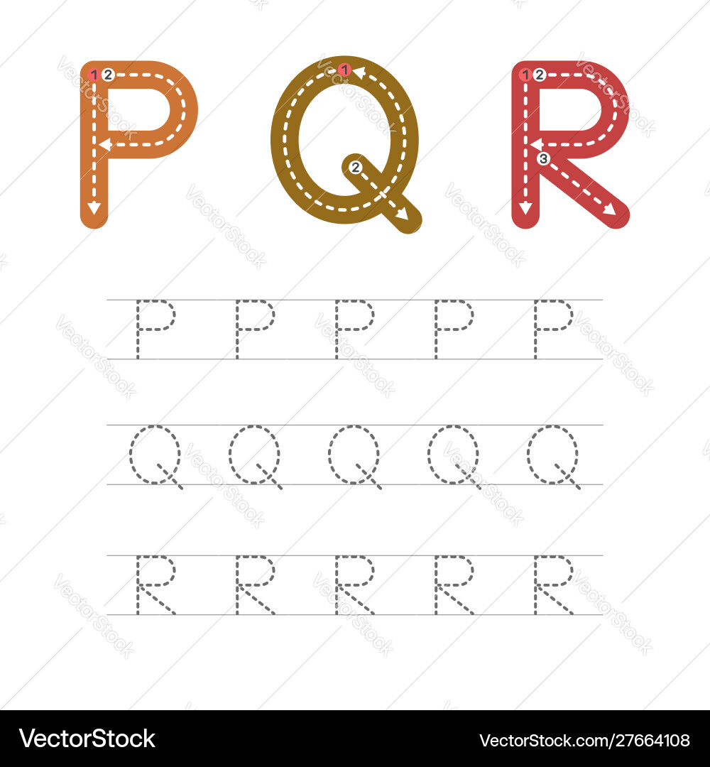 Learn to write letters pqa Learn to write letters pqa Vector Image