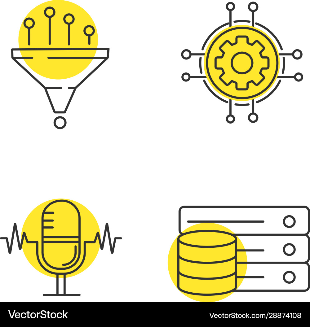 Machine learning linear icons set Machine learning linear icons set vector image