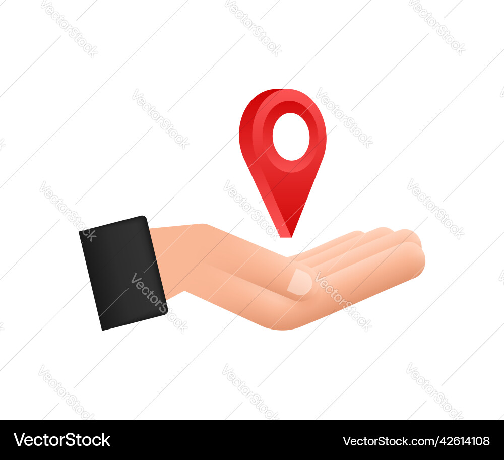 Map pointer in hand on white background vactor Map pointer in hand on white background vactor Vector Image