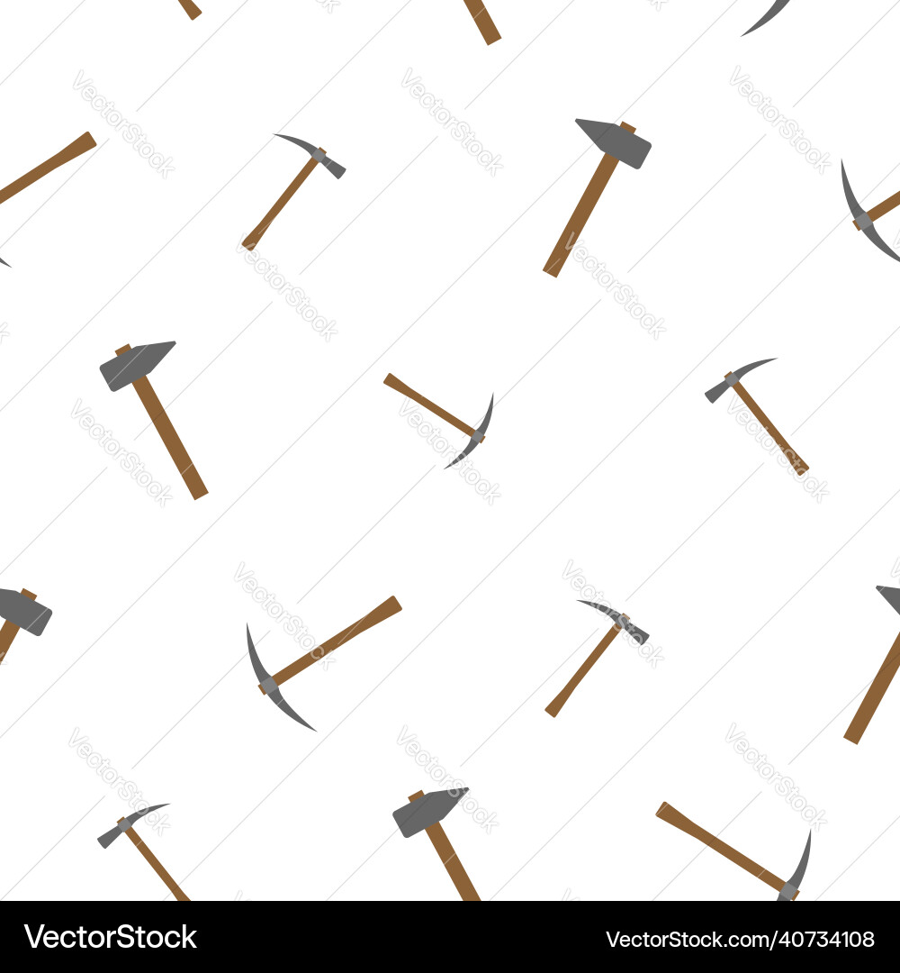 Pattern of pickaxe with a wooden handle and hammer Pattern of pickaxe with a wooden handle and hammer vector image