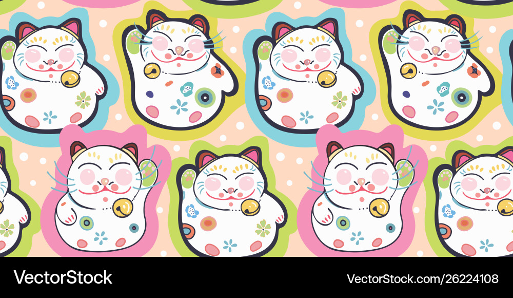 Pink pattern with happy cat and dot Pink pattern with happy cat and dot vector image