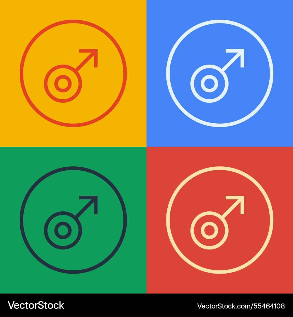 Pop art line mars symbol icon isolated on color Pop art line mars symbol icon isolated on color vector image