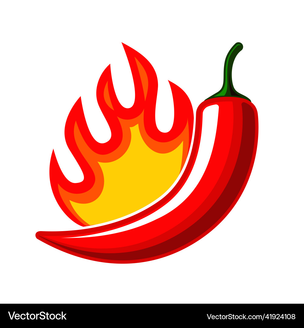 Red hot flaming chili pepper pod design Red hot flaming chili pepper pod design Vector Image