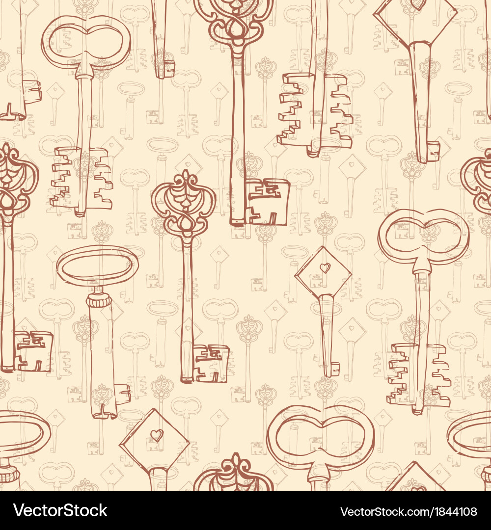 Seamless pattern with retro keys vector image
