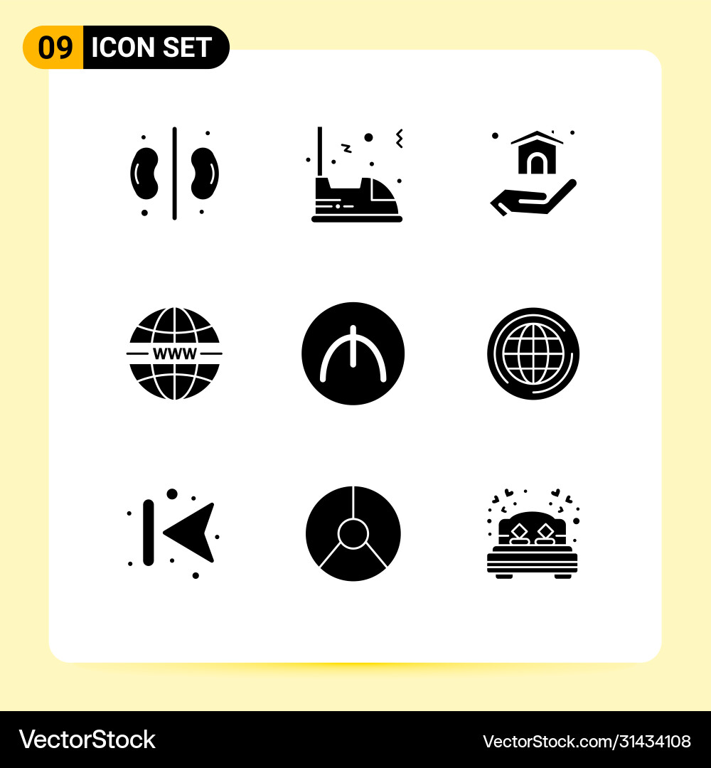 Set 9 solid glyphs on grid for currency web Vector Image