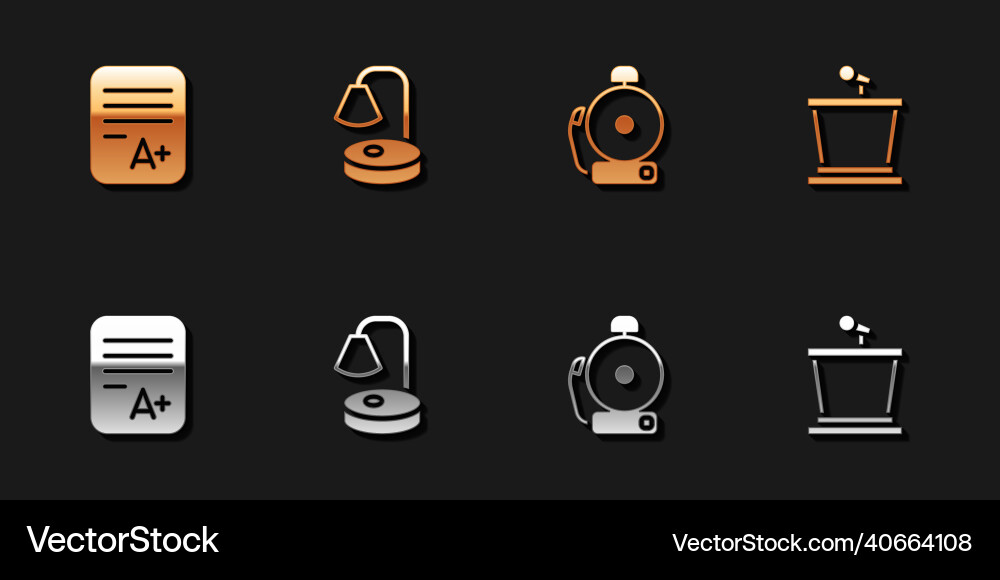 Set exam sheet with a plus grade table lamp Set exam sheet with a plus grade table lamp vector image