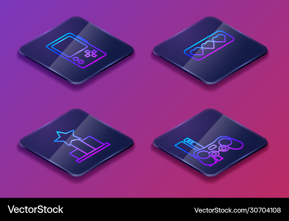 Set isometric line portable video game console Set isometric line portable video game console vector image