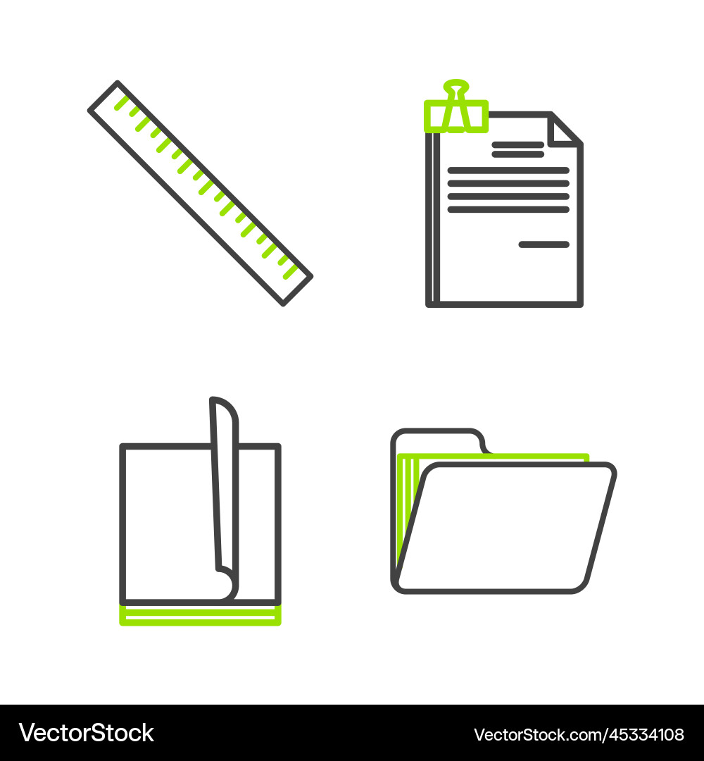 Set line document folder file Set line document folder file vector image