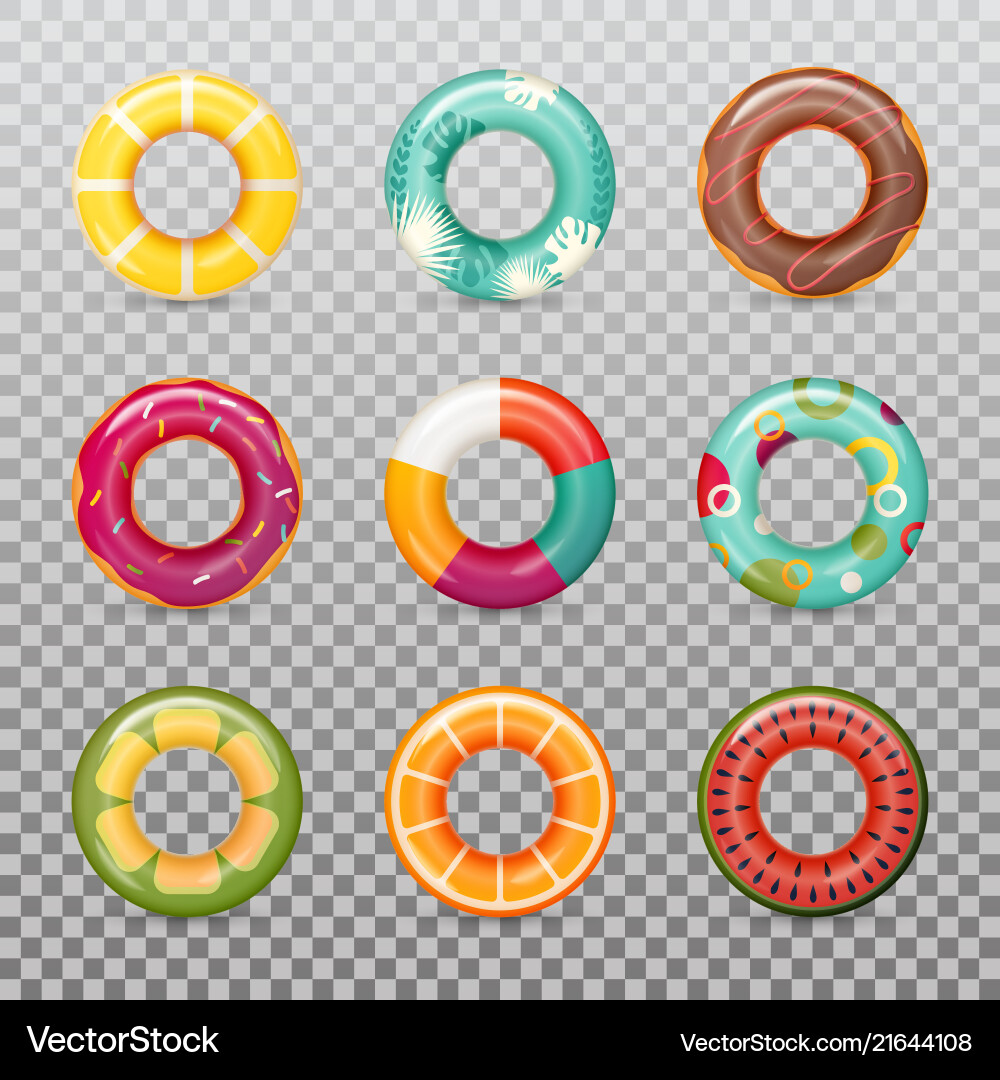 Set of isolated rubber swimming rings Set of isolated rubber swimming rings vector image